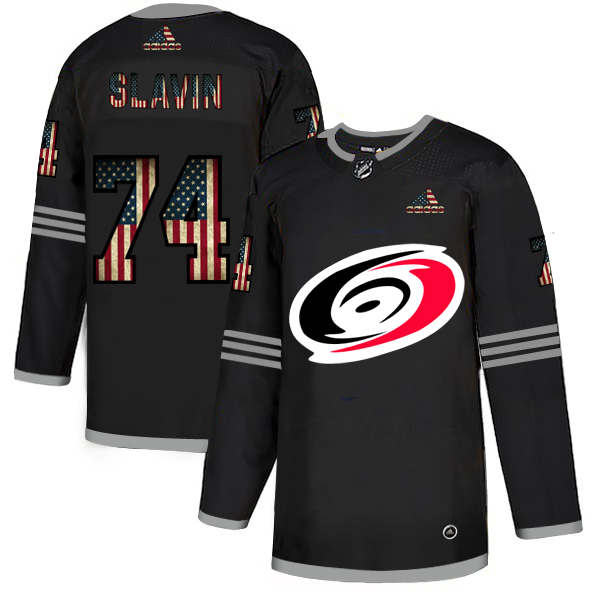 Carolina Hurricanes #74 Jaccob Slavin Adidas Men Black USA Flag Limited NHL Jersey->carolina hurricanes->NHL Jersey